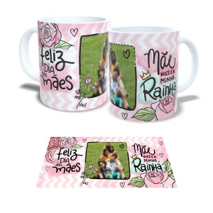 Caneca Mãe minha Rainha Porcelana 325 ml    